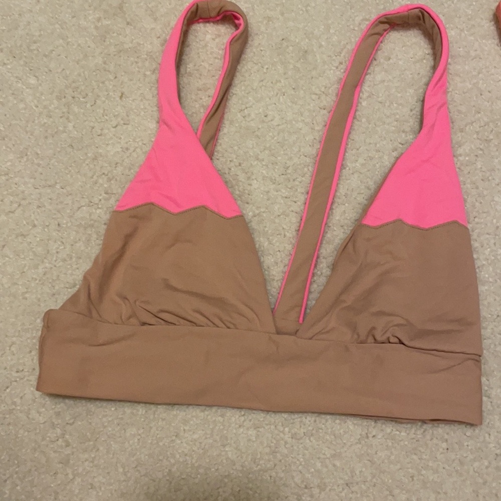 Boys + Arrows pink and nude bikini top